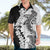 Polynesian Plumeria Lei Hawaiian Shirt with Hammerhead Shark