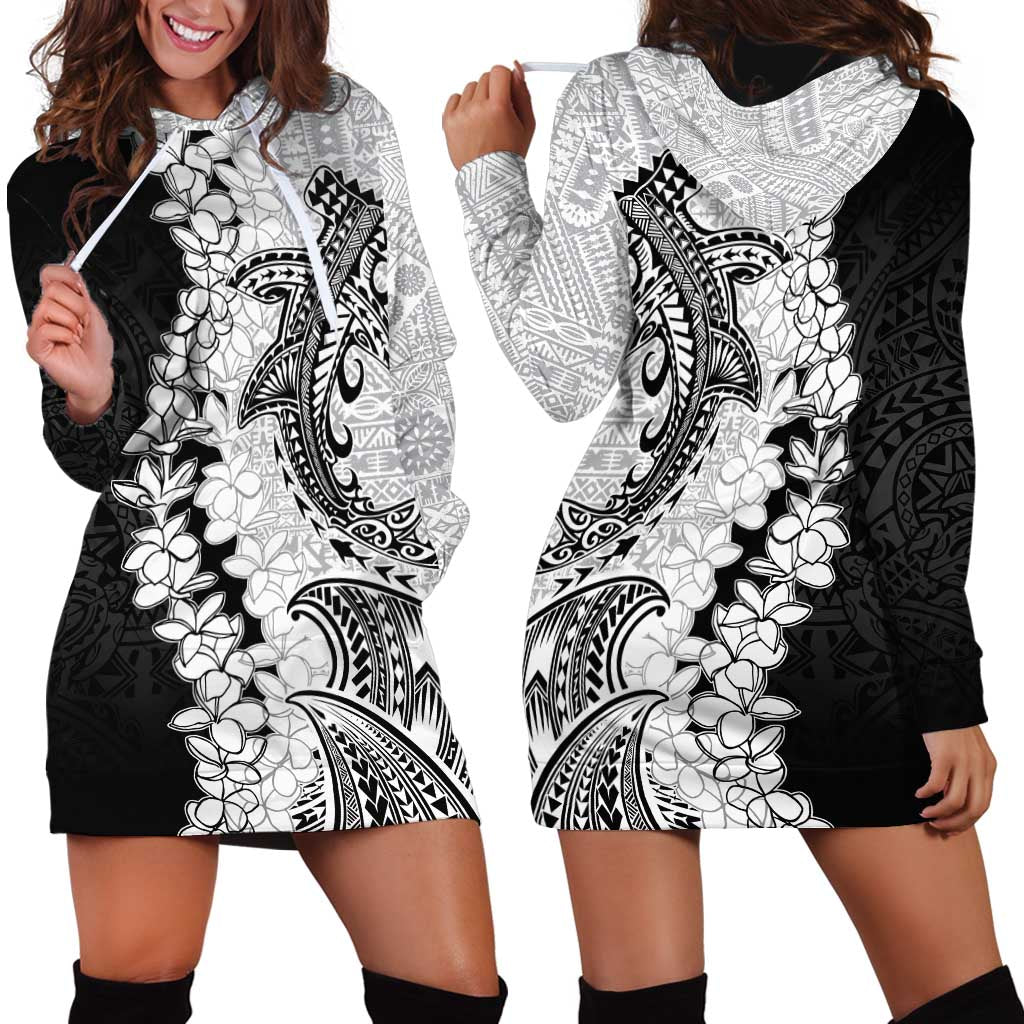 Polynesian Plumeria Lei Hoodie Dress with Hammerhead Shark LT7 - Polynesian Pride