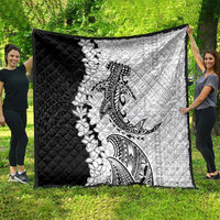 Polynesian Plumeria Lei Quilt with Hammerhead Shark