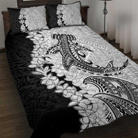 Polynesian Plumeria Lei Quilt Bed Set with Hammerhead Shark LT7 Black - Polynesian Pride