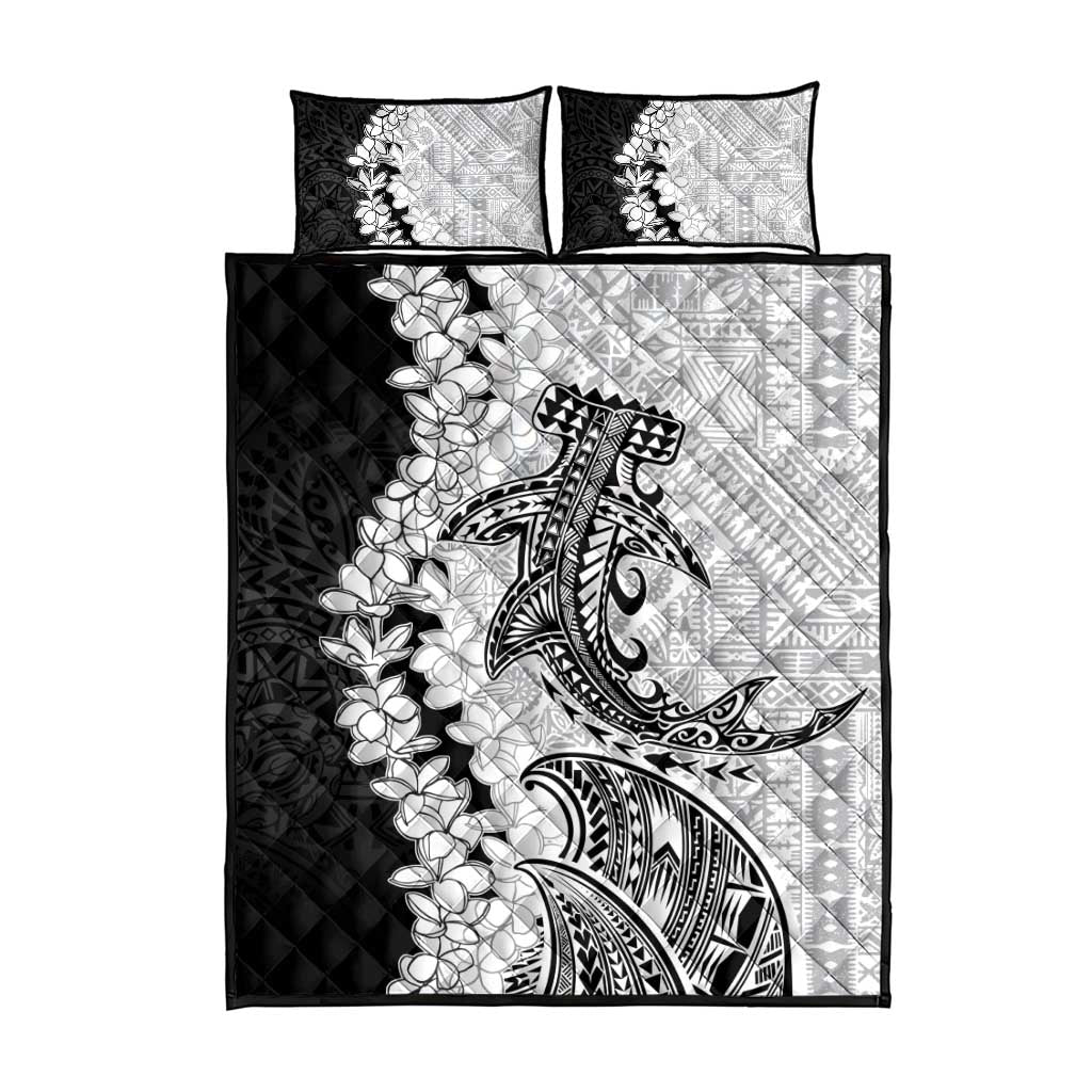 Polynesian Plumeria Lei Quilt Bed Set with Hammerhead Shark LT7 - Polynesian Pride