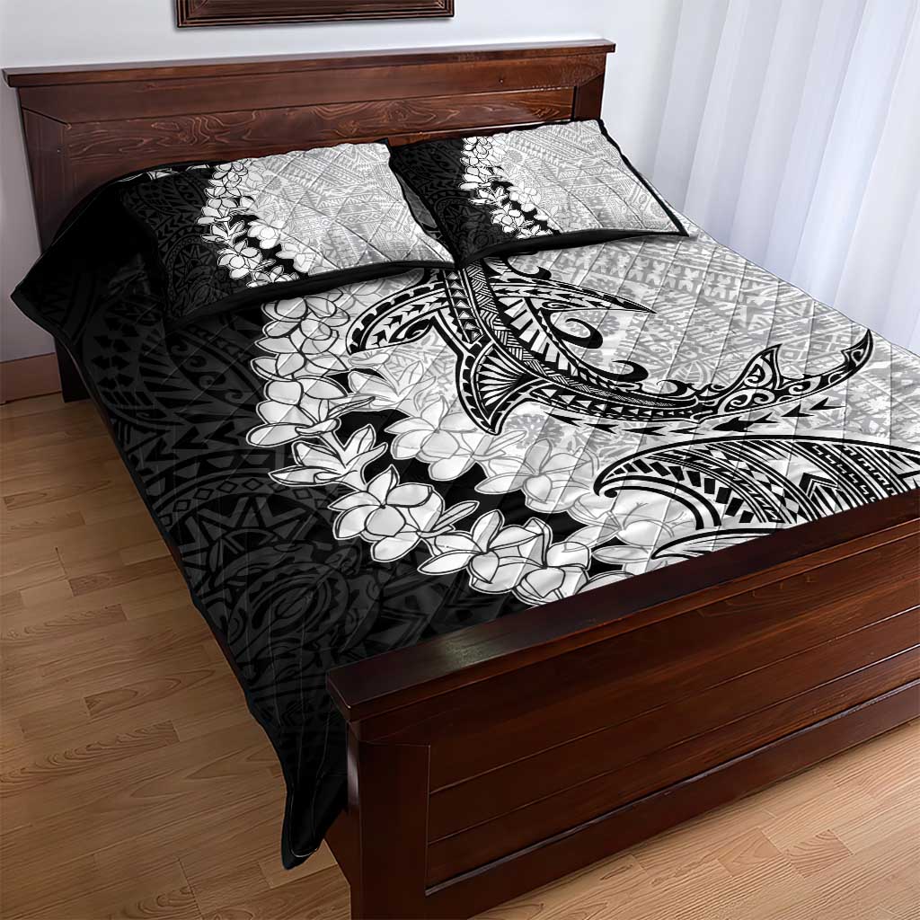 Polynesian Plumeria Lei Quilt Bed Set with Hammerhead Shark LT7 - Polynesian Pride