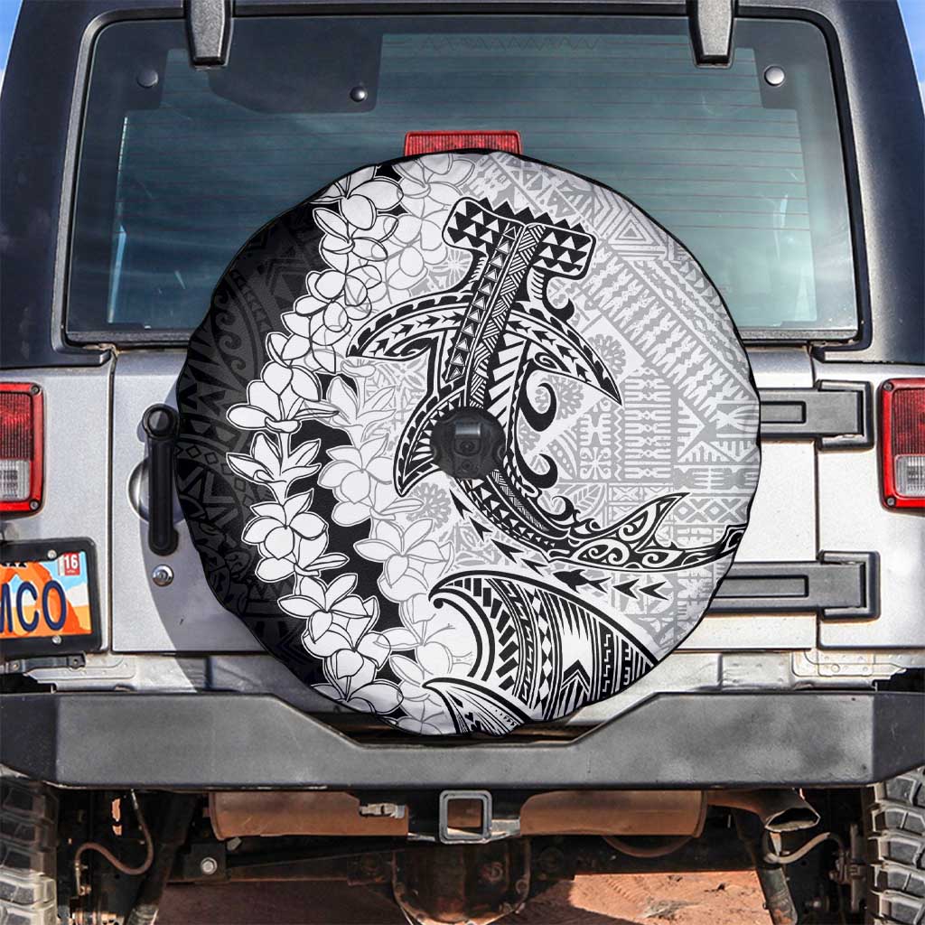 Polynesian Plumeria Lei Spare Tire Cover with Hammerhead Shark LT7 Black - Polynesian Pride
