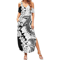 Polynesian Plumeria Lei Summer Maxi Dress with Hammerhead Shark LT7 Women Black - Polynesian Pride