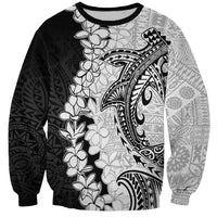 Polynesian Plumeria Lei Sweatshirt with Hammerhead Shark LT7 Unisex Black - Polynesian Pride