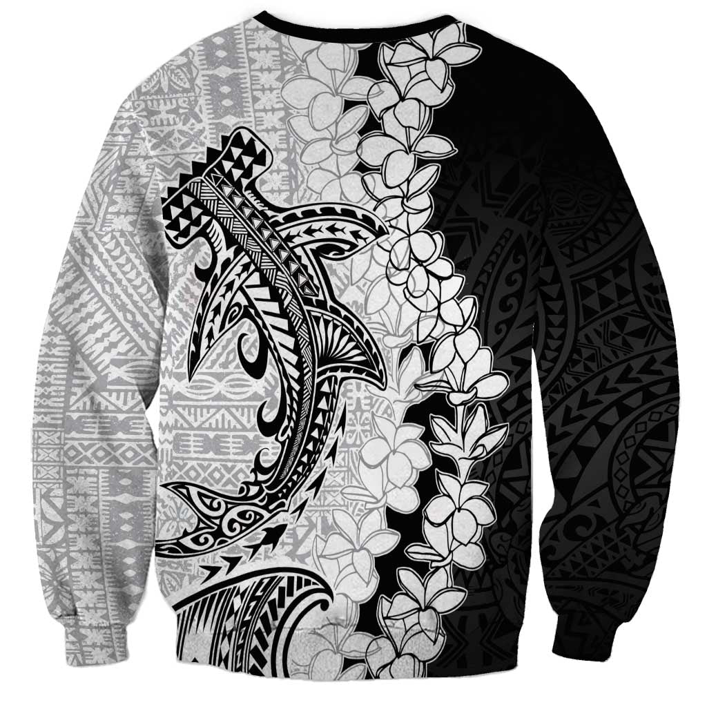Polynesian Plumeria Lei Sweatshirt with Hammerhead Shark LT7 - Polynesian Pride