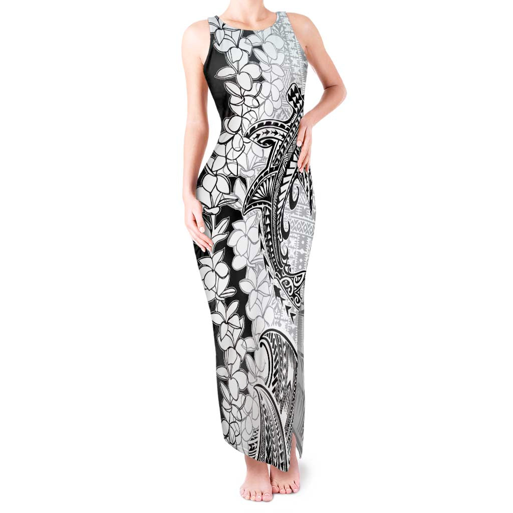 Polynesian Plumeria Lei Tank Maxi Dress with Hammerhead Shark