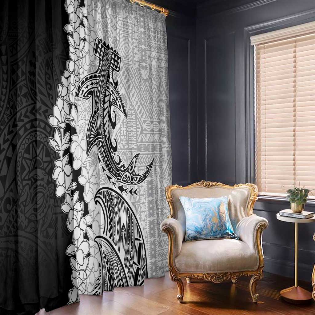 Polynesian Plumeria Lei Window Curtain with Hammerhead Shark LT7 - Polynesian Pride