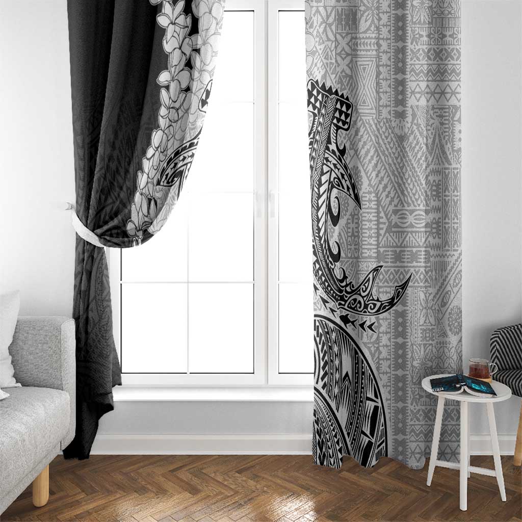 Polynesian Plumeria Lei Window Curtain with Hammerhead Shark LT7 - Polynesian Pride