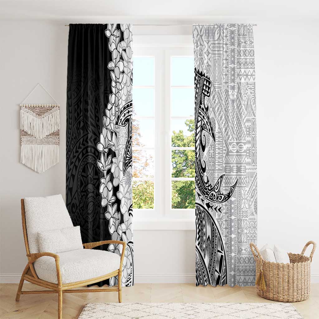 Polynesian Plumeria Lei Window Curtain with Hammerhead Shark LT7 - Polynesian Pride