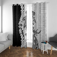 Polynesian Plumeria Lei Window Curtain with Hammerhead Shark LT7 With Grommets Black - Polynesian Pride