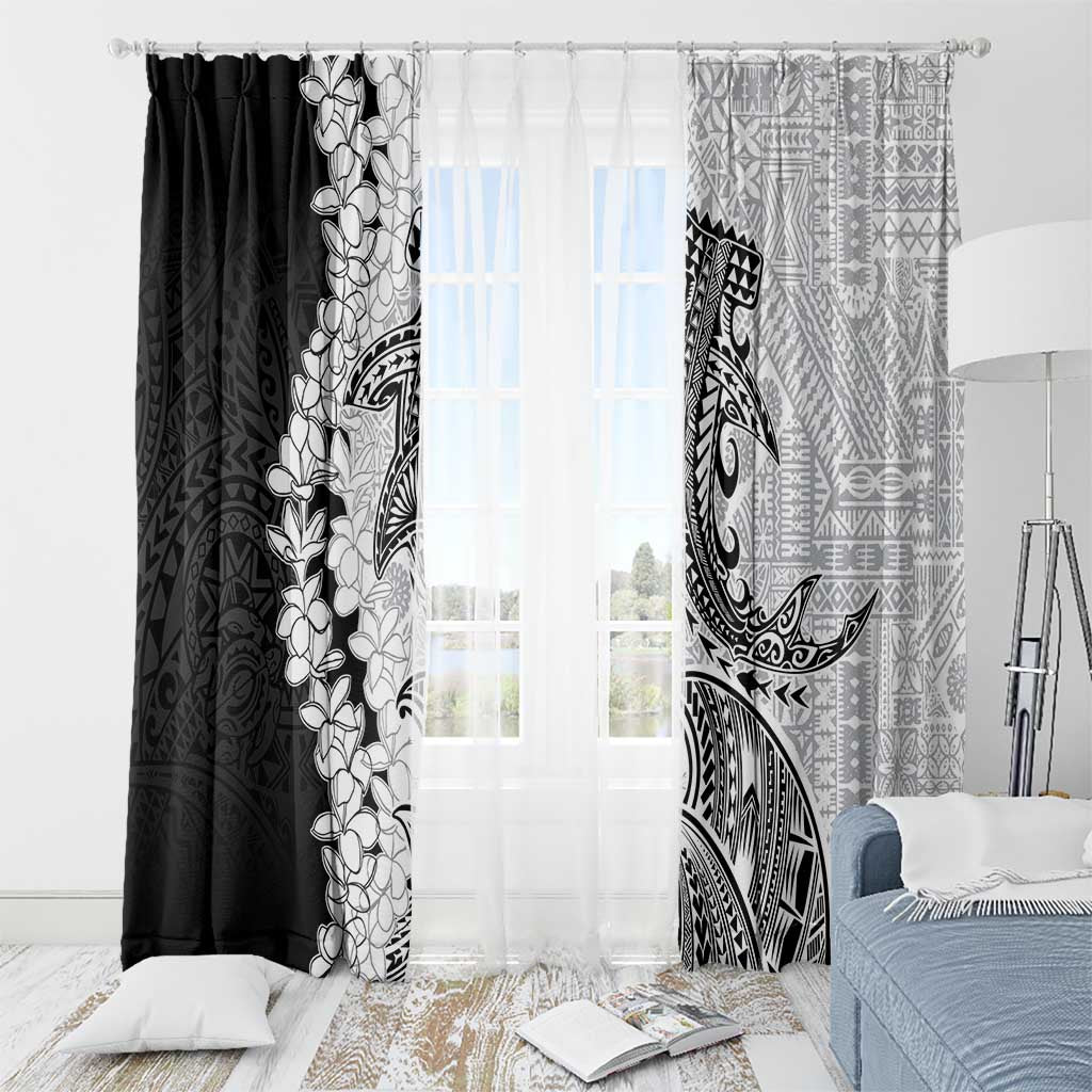 Polynesian Plumeria Lei Window Curtain with Hammerhead Shark LT7 - Polynesian Pride