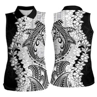 Polynesian Plumeria Lei Women Sleeveless Polo Shirt with Hammerhead Shark LT7 - Polynesian Pride
