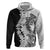 Polynesian Plumeria Lei Zip Hoodie with Hammerhead Shark