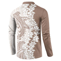 Polynesian Beige Plumeria Lei Button Sweatshirt with Hammerhead Shark LT7 - Polynesian Pride