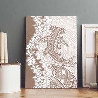 Polynesian Beige Plumeria Lei Canvas Wall Art with Hammerhead Shark LT7 - Polynesian Pride