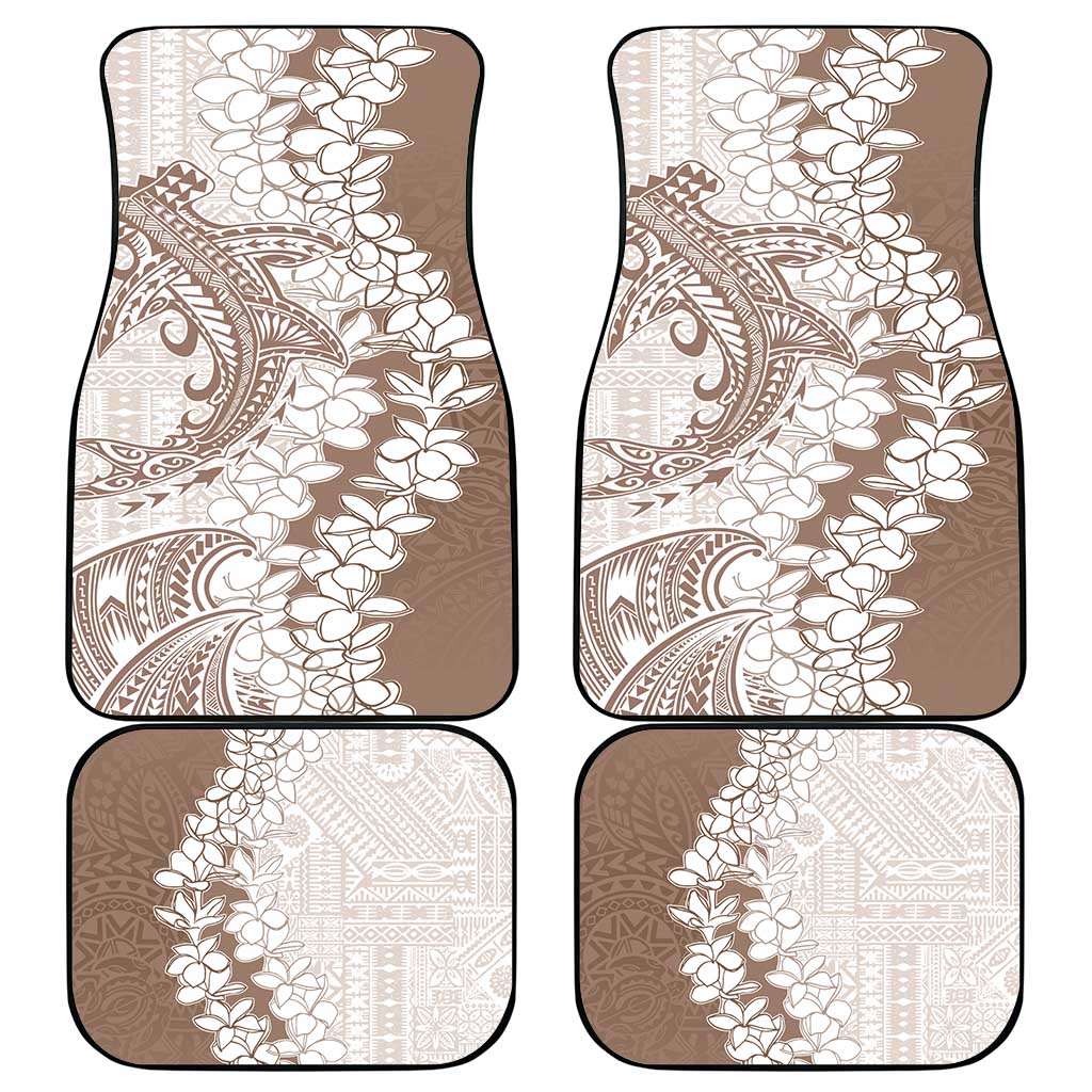 Polynesian Beige Plumeria Lei Car Mats with Hammerhead Shark LT7 - Polynesian Pride