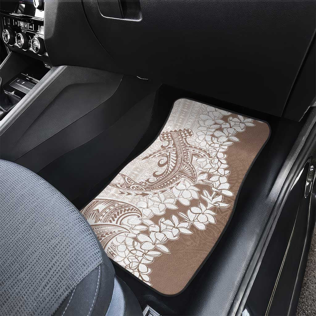 Polynesian Beige Plumeria Lei Car Mats with Hammerhead Shark LT7 - Polynesian Pride