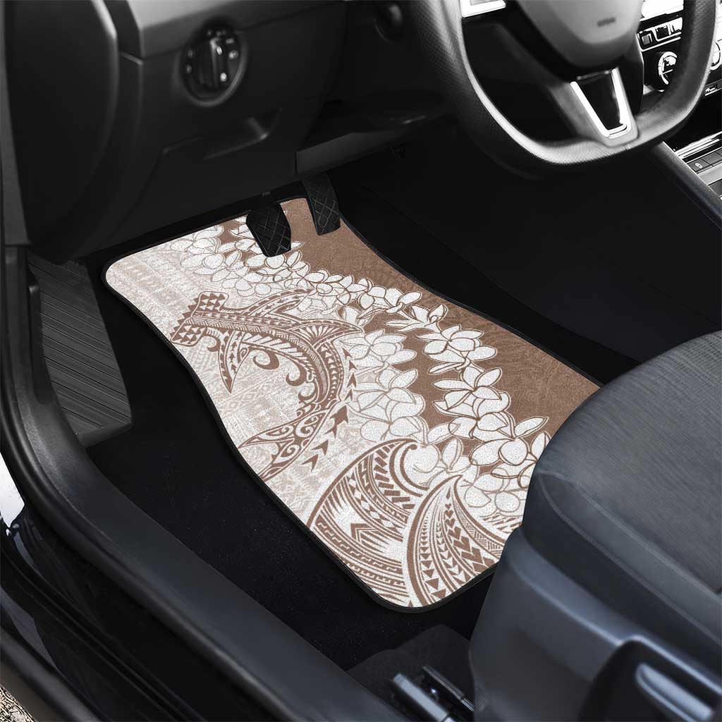 Polynesian Beige Plumeria Lei Car Mats with Hammerhead Shark LT7 - Polynesian Pride