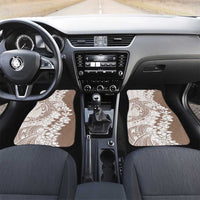 Polynesian Beige Plumeria Lei Car Mats with Hammerhead Shark LT7 Set 2pcs - Front Beige - Polynesian Pride