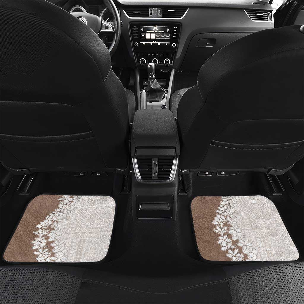 Polynesian Beige Plumeria Lei Car Mats with Hammerhead Shark LT7 Set 2pcs - Back Beige - Polynesian Pride