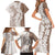 Polynesian Beige Plumeria Lei Family Matching Short Sleeve Bodycon Dress and Hawaiian Shirt with Hammerhead Shark