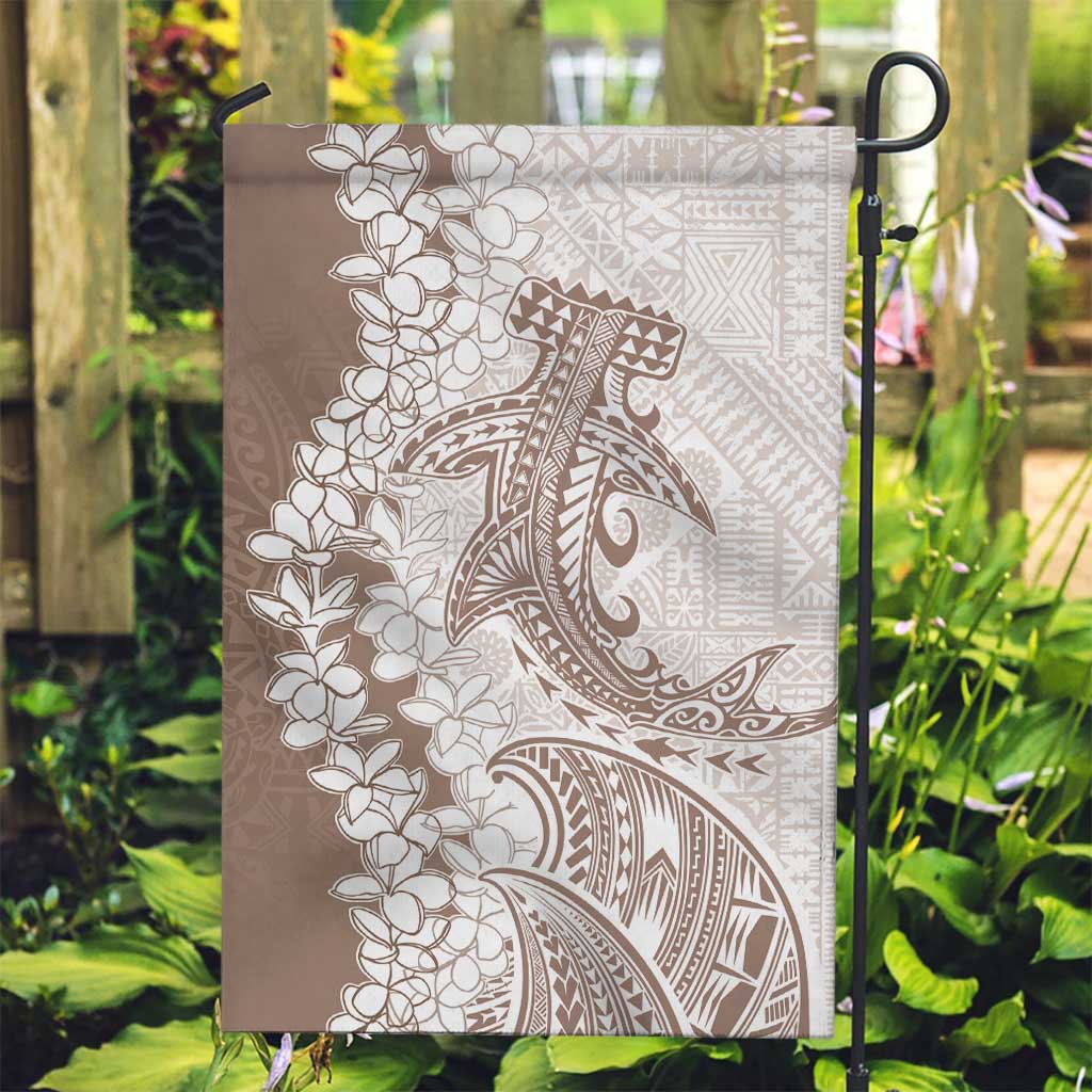 Polynesian Beige Plumeria Lei Garden Flag with Hammerhead Shark LT7 Garden Flag Beige - Polynesian Pride