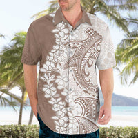 Polynesian Beige Plumeria Lei Hawaiian Shirt with Hammerhead Shark LT7 - Polynesian Pride