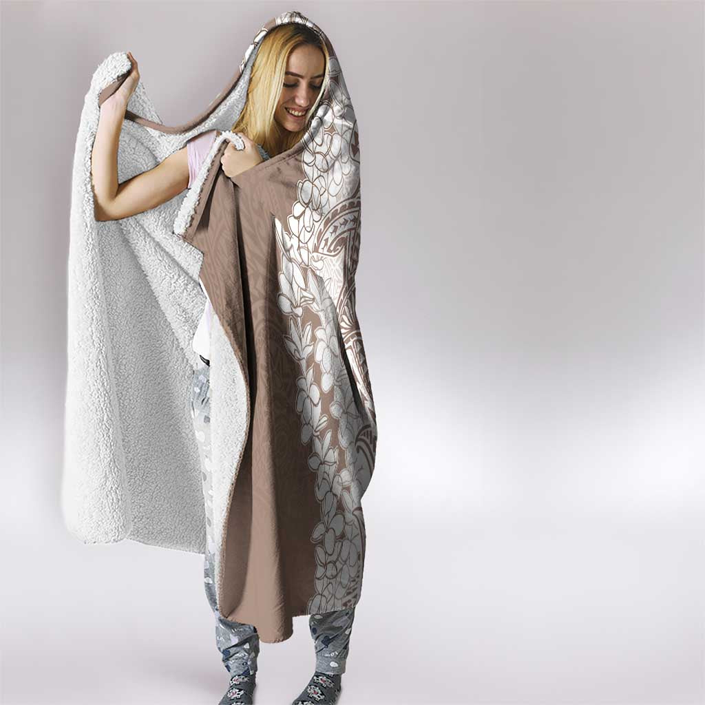Polynesian Beige Plumeria Lei Hooded Blanket with Hammerhead Shark LT7 - Polynesian Pride
