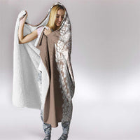 Polynesian Beige Plumeria Lei Hooded Blanket with Hammerhead Shark LT7 - Polynesian Pride