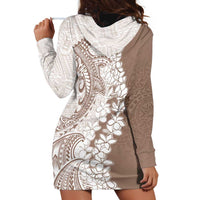 Polynesian Beige Plumeria Lei Hoodie Dress with Hammerhead Shark LT7 - Polynesian Pride