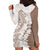 Polynesian Beige Plumeria Lei Hoodie Dress with Hammerhead Shark