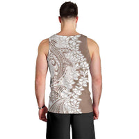 Polynesian Beige Plumeria Lei Men Tank Top with Hammerhead Shark LT7 - Polynesian Pride