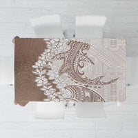 Polynesian Beige Plumeria Lei Tablecloth with Hammerhead Shark LT7 Beige - Polynesian Pride