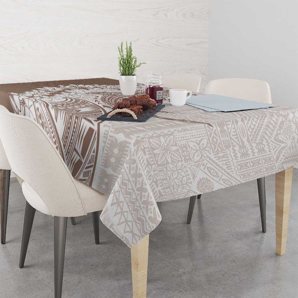 Polynesian Beige Plumeria Lei Tablecloth with Hammerhead Shark LT7 - Polynesian Pride