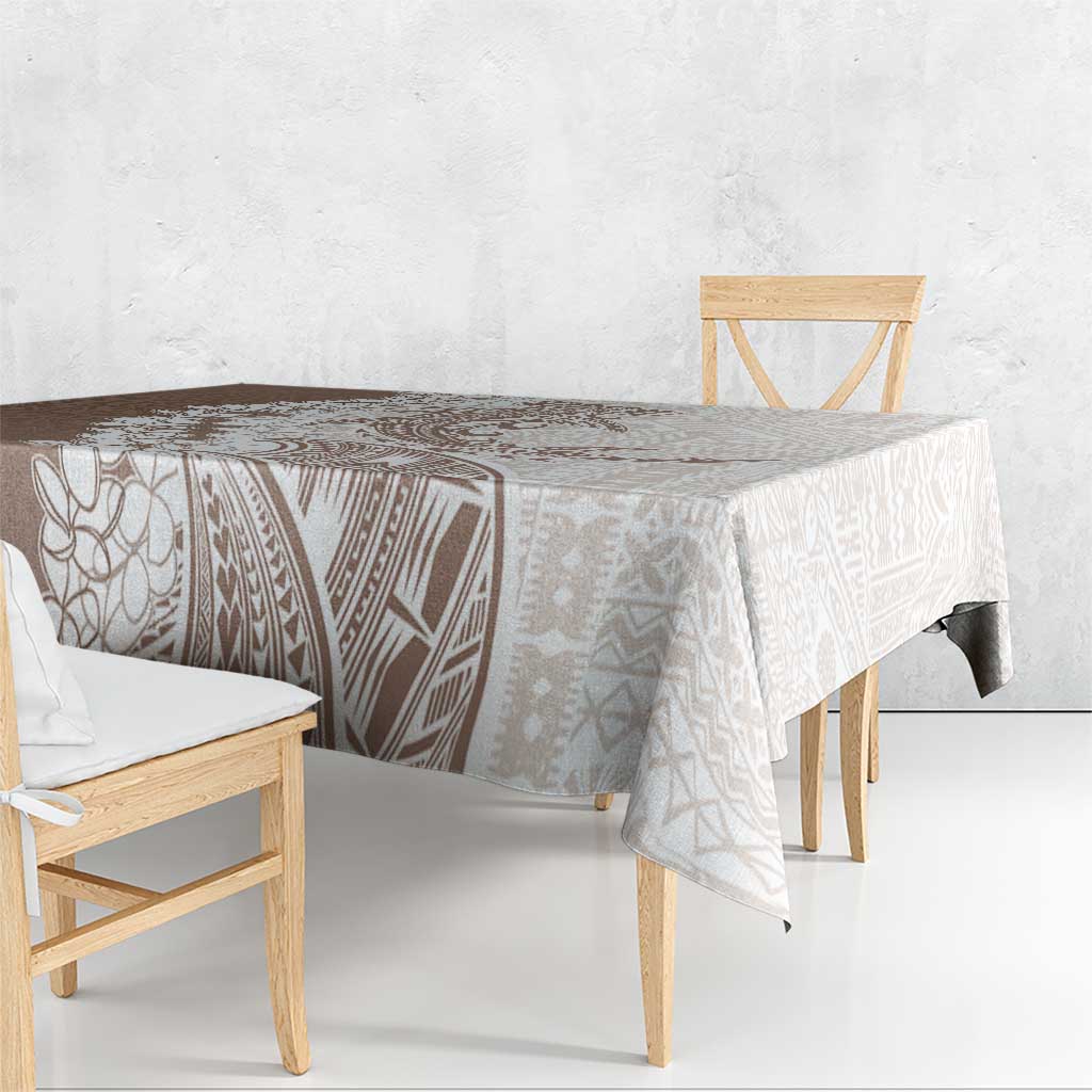 Polynesian Beige Plumeria Lei Tablecloth with Hammerhead Shark LT7 - Polynesian Pride