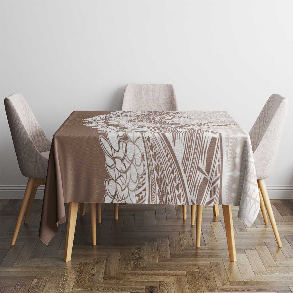 Polynesian Beige Plumeria Lei Tablecloth with Hammerhead Shark LT7 - Polynesian Pride