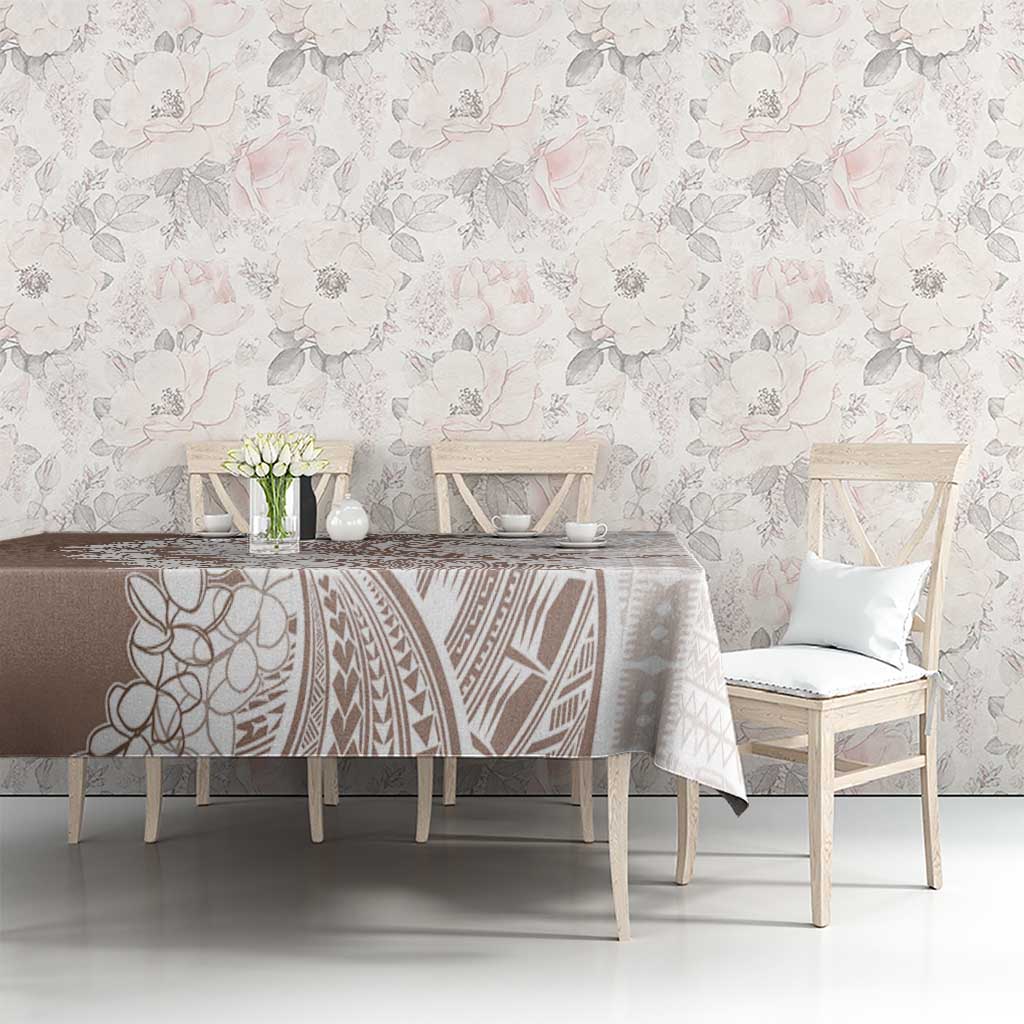 Polynesian Beige Plumeria Lei Tablecloth with Hammerhead Shark LT7 - Polynesian Pride