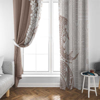 Polynesian Beige Plumeria Lei Window Curtain with Hammerhead Shark LT7 - Polynesian Pride