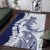 Polynesian Navy Blue Plumeria Lei Area Rug with Hammerhead Shark