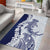 Polynesian Navy Blue Plumeria Lei Area Rug with Hammerhead Shark