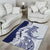 Polynesian Navy Blue Plumeria Lei Area Rug with Hammerhead Shark