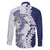 Polynesian Navy Blue Plumeria Lei Family Matching Off Shoulder Short Dress and Hawaiian Shirt with Hammerhead Shark