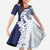 Polynesian Navy Blue Plumeria Lei Family Matching Short Sleeve Bodycon Dress and Hawaiian Shirt with Hammerhead Shark