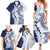 Polynesian Navy Blue Plumeria Lei Family Matching Summer Maxi Dress and Hawaiian Shirt with Hammerhead Shark