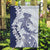 Polynesian Navy Blue Plumeria Lei Garden Flag with Hammerhead Shark