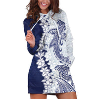 Polynesian Navy Blue Plumeria Lei Hoodie Dress with Hammerhead Shark LT7 Navy Blue - Polynesian Pride
