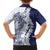 Polynesian Navy Blue Plumeria Lei Kid Hawaiian Shirt with Hammerhead Shark