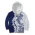 Polynesian Navy Blue Plumeria Lei Kid Hoodie with Hammerhead Shark