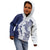 Polynesian Navy Blue Plumeria Lei Kid Hoodie with Hammerhead Shark